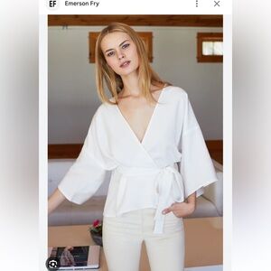 Emerson fry white wrap top xs